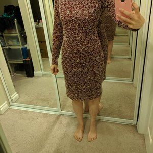 Burgundy and Gold Lace Dress